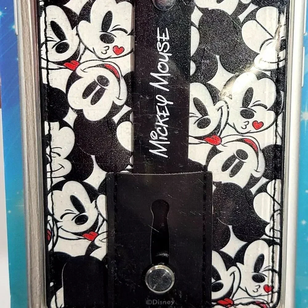 Disney Mickey Mouse Black Universal Phone vegan leather Wallet Grip Kickstand NW